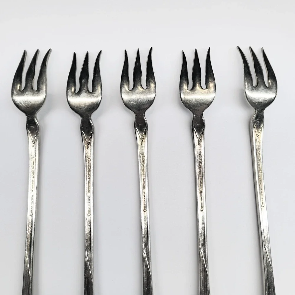 FLOWER FLEUR DE LUCE COMMUNITY ONEIDA SET OF 5 SEAFOOD COCKTAIL FORKS‎